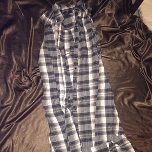 Plus Size Long Tunic Plaid Shirt