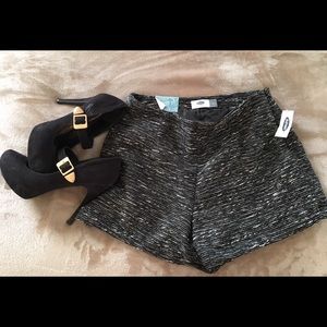 Black and white high waisted dressy shorts