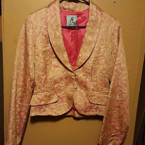 Guess Marciano Dusty pink and gold brocade blazer