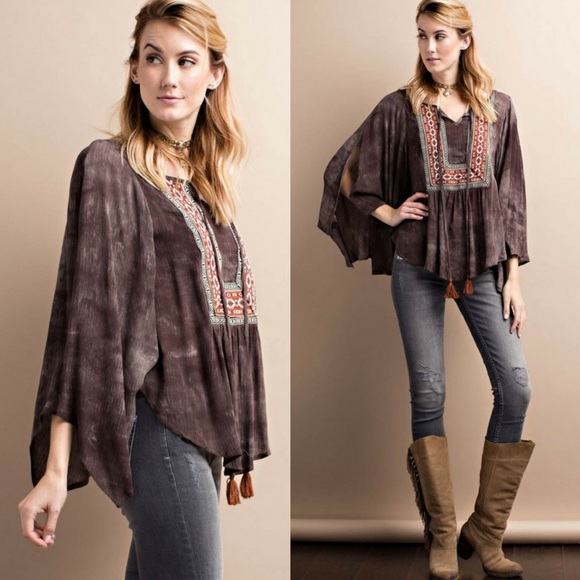 ‼️🌟HP🌟‼️Mineral Washed Printed Woven Tunic - Picture 2 of 3