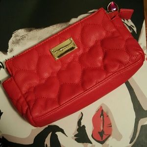 NWOT Betsey Johnson red heart makeup bag/wallet