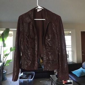 Joseph Ribkoff brown and shiny black jacket