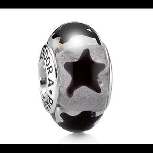 Pandora black stars Murano glass bead