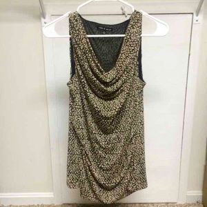Cable & Gauge Tan & Black sleeveless blouse