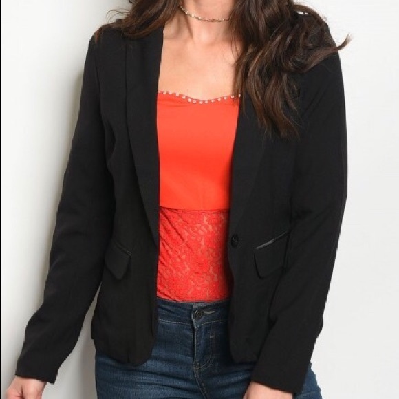 Black Single Button Blazer - Picture 7 of 8