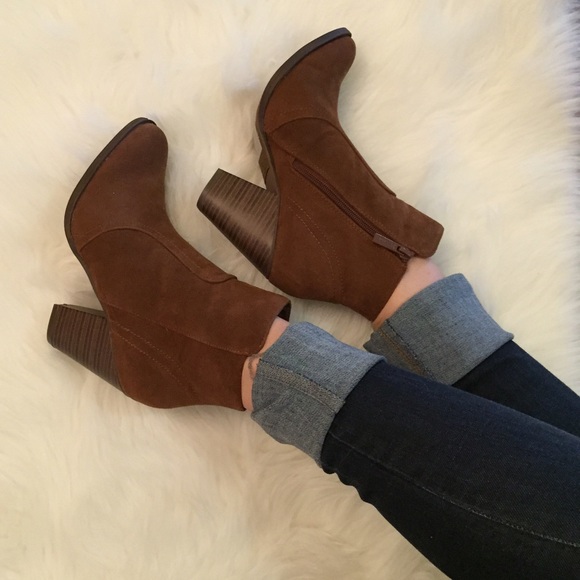 •LAST 2• Chestnut Suede Heeled Ankle Boots - Picture 2 of 4