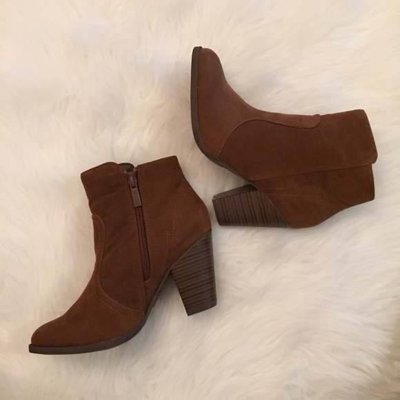 •LAST 2• Chestnut Suede Heeled Ankle Boots - Picture 3 of 4