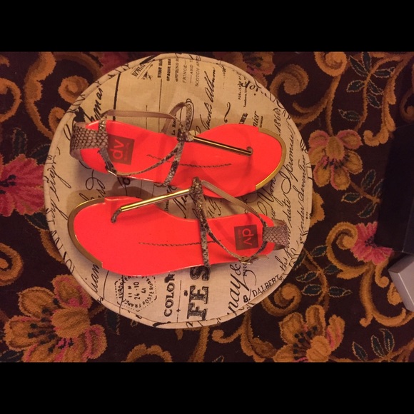 DV by Dolce Vita Shoes - Neon orange and snake thongs