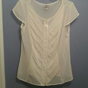 Cream cap-sleeved blouse-size L