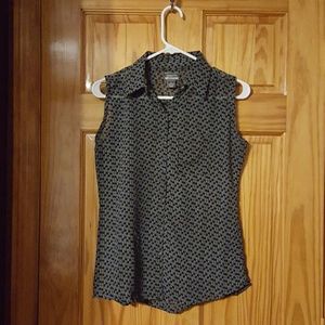 Black and white patterned sheer top