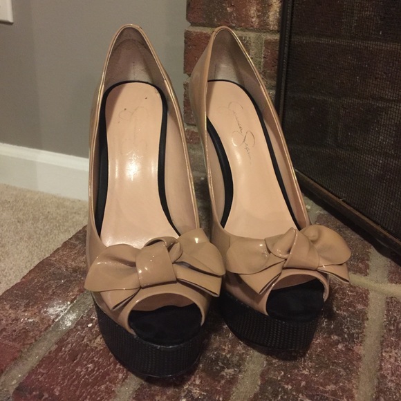 Jessica Simpson Pink Nude/blk Polka-dot Heel Pump