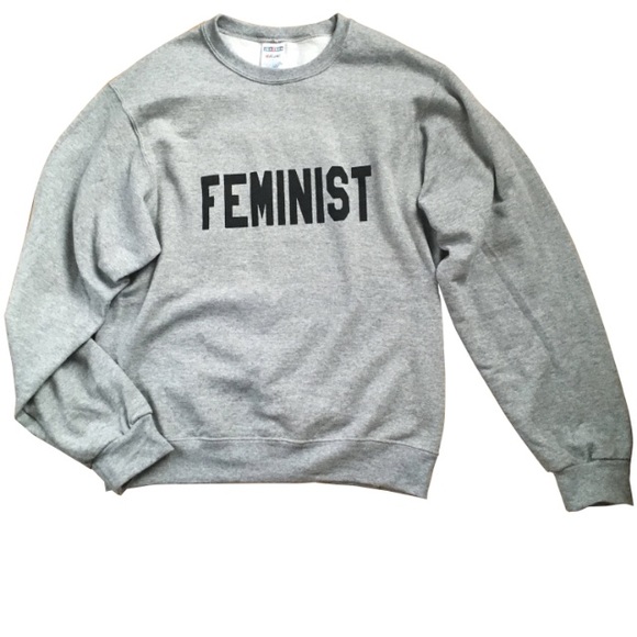 Sweaters - Feminist gray crew neck sweater