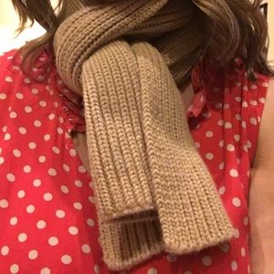 JCREW Camel 100% Cashmere Chunky Ribbed Knit Scarf