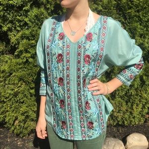 Sundance Silk Embroidered Top