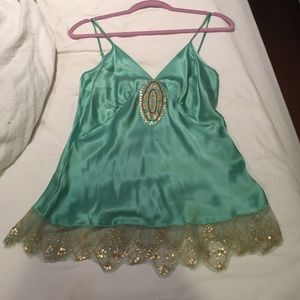 100 percent silk, teal camisole