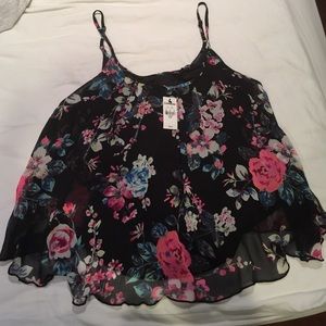 Black floral tank- new Express