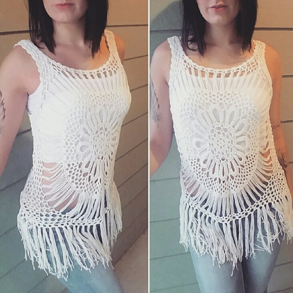 New Adorable Bohemian Crochet Style Tank Top