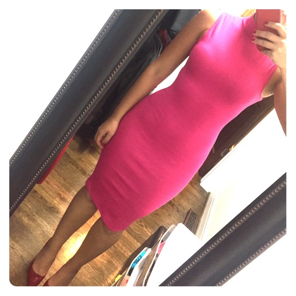 Pink midi turtleneck dress