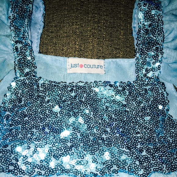 Just Couture Dresses - Blue Sparkle Flutter Sleeve Party Dress Just Couture Dresses - Blue Sparkle Flutter Sleeve Party Dress
