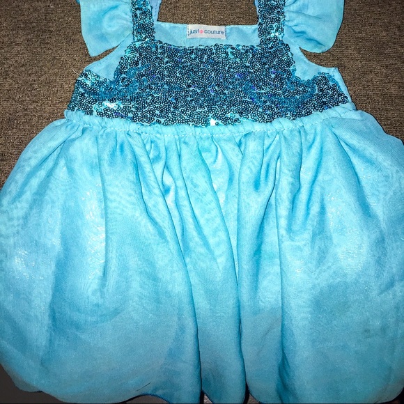 Just Couture Dresses - Blue Sparkle Flutter Sleeve Party Dress Just Couture Dresses - Blue Sparkle Flutter Sleeve Party Dress