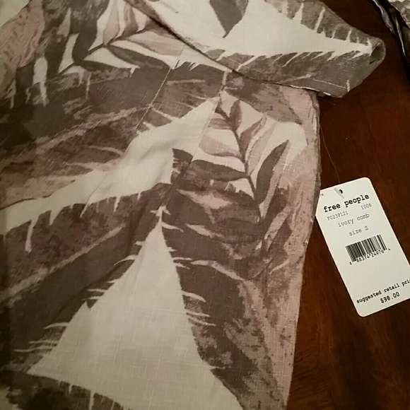 ❤🆕Free People Wide Leg Crop in Ivory Combo - Picture 4 of 6