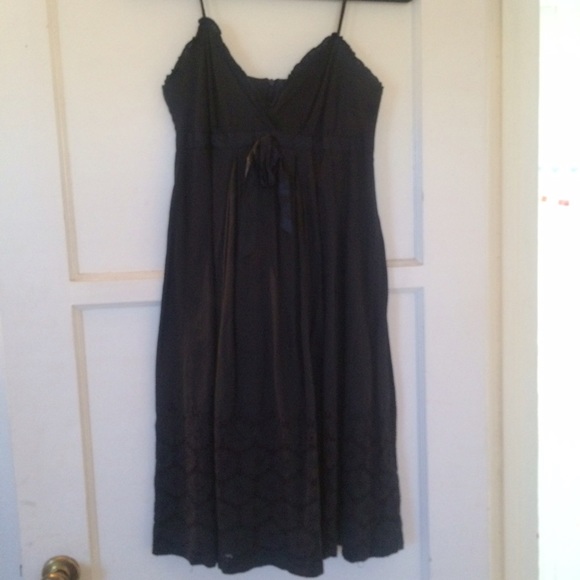 Navy eyelet dress with spaghetti straps