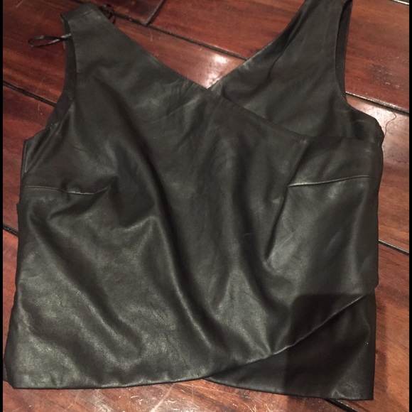 Zara Trafaluc Leather Cropped Top