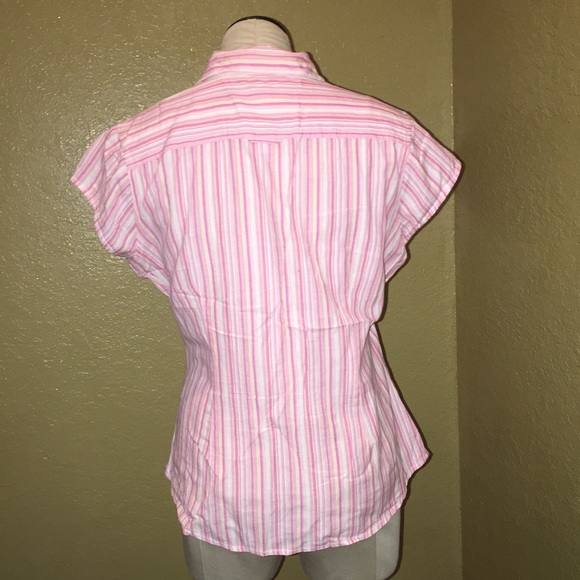 Pink strip button down size large - Picture 2 of 3