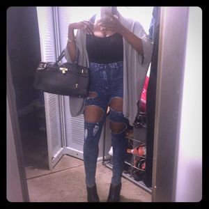 High waist Distressed Denim