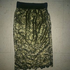 Black and Gold midi pencil skirt