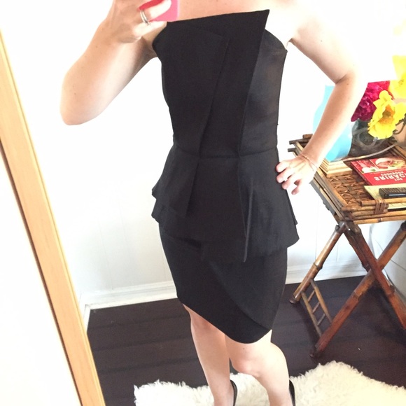 Sexy black peplum cocktail dress