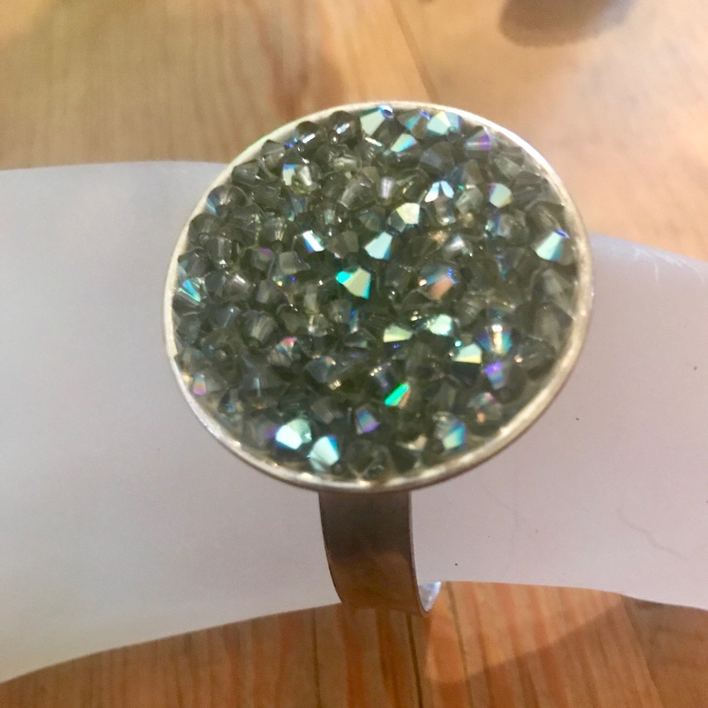 Liz Palacios Silver Rock Crystal Cuff Bracelet