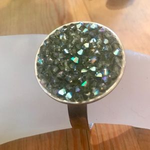 Liz Palacios Silver Rock Crystal Cuff Bracelet