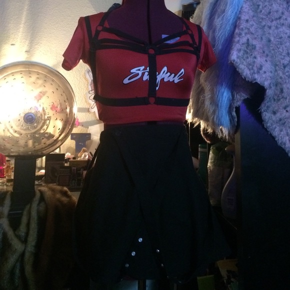 Royal Bones:Strapped skater skirt