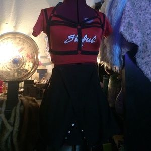 Royal Bones:Strapped skater skirt