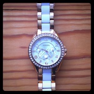 Fossil Watch Rose Gold & White