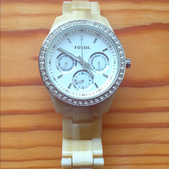 Fossil Yellow resin watch