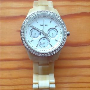 Fossil Yellow resin watch