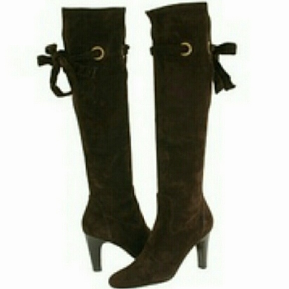 Chocolate Brown Suede Knee High Boots