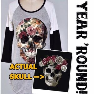 PRETTY FLOWER SKULL TOP!💀