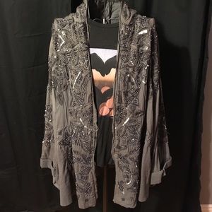 Free People Embroidered Gray cardigan/kimono/top