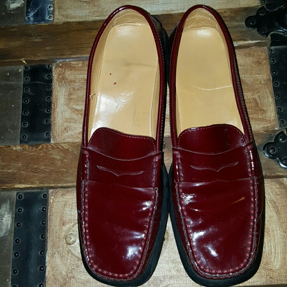 red patent leather loafers womens