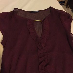 Free: Sheer, Maroon Crepe Top