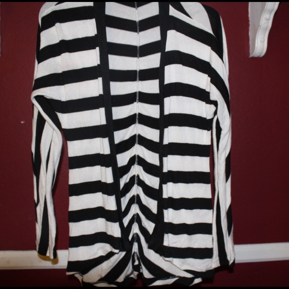 Allen B. Black and White Striped Cardigan - Picture 2 of 3