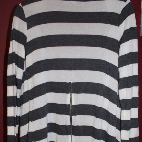 Allen B. Grey and White Striped Cardigan - Picture 3 of 4