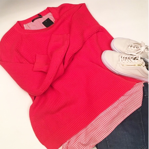 Orange and strip sweater