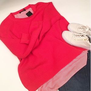 Orange and strip sweater