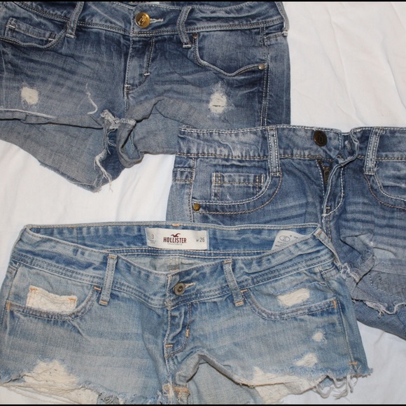 Hollister Medium Wash Shorts with Lace Details