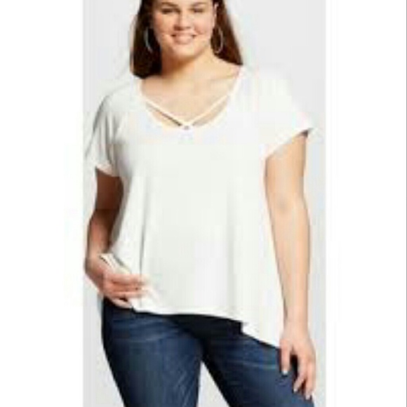 NEW PLUS SIZE 1X CROCHET BACK SWING TEE