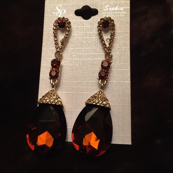 Amber colored stone chandelier earrings